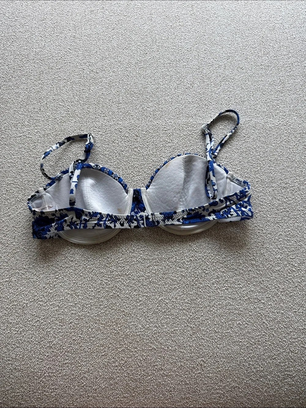 Nanette Lepore Blue and White Floral Underwire Bikini Top